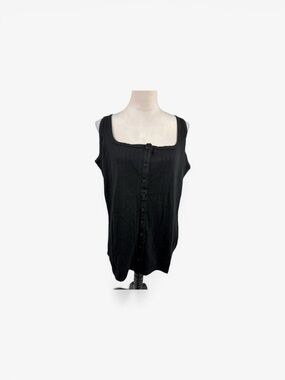 torrid Black Button-Front Ribbed Square-Neck Tank